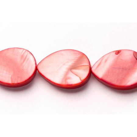Beaded Teardrop Pendant - Crimson Mother-Of-Pearl Tear Drop Shell Beads Size:17x12mm