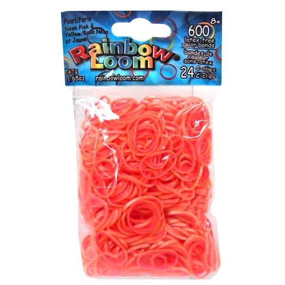 Rainbow Loom Pearl Neon Pink & Yellow Rubber Bands Refill Pack (600 ct)