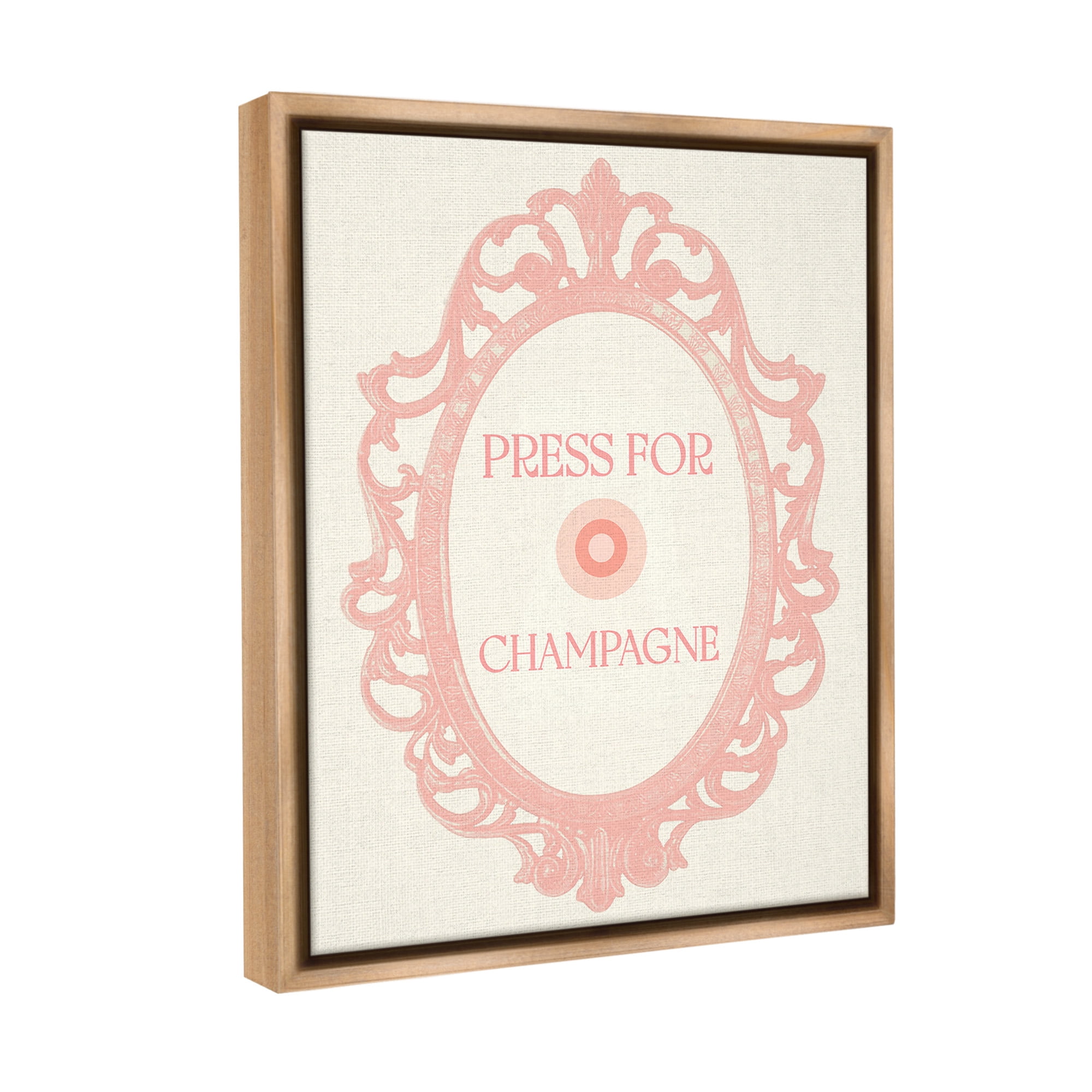 Stupell Industries Press For Champagne Food & Beverage Painting Brown Floater Framed Canvas Art Print Wall Art, 25 x 31