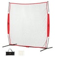 thumbnail image 1 of VEVOR Barricade Backstop Net, 7x7 ft Ball Sports Barrier Netting, Portable Practice Equipment with Carry Bag, Protection Screen for Baseball Softball Lacrosse Soccer Hockey Training, for Backyard, 1 of 9