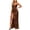 Brown, variant on Womens Summer Sleeveless Bodycon Dress Satin Silk Spaghetti Strap Square Neck Split Wedding Guest Party Long Maxi Dresses Brown XS