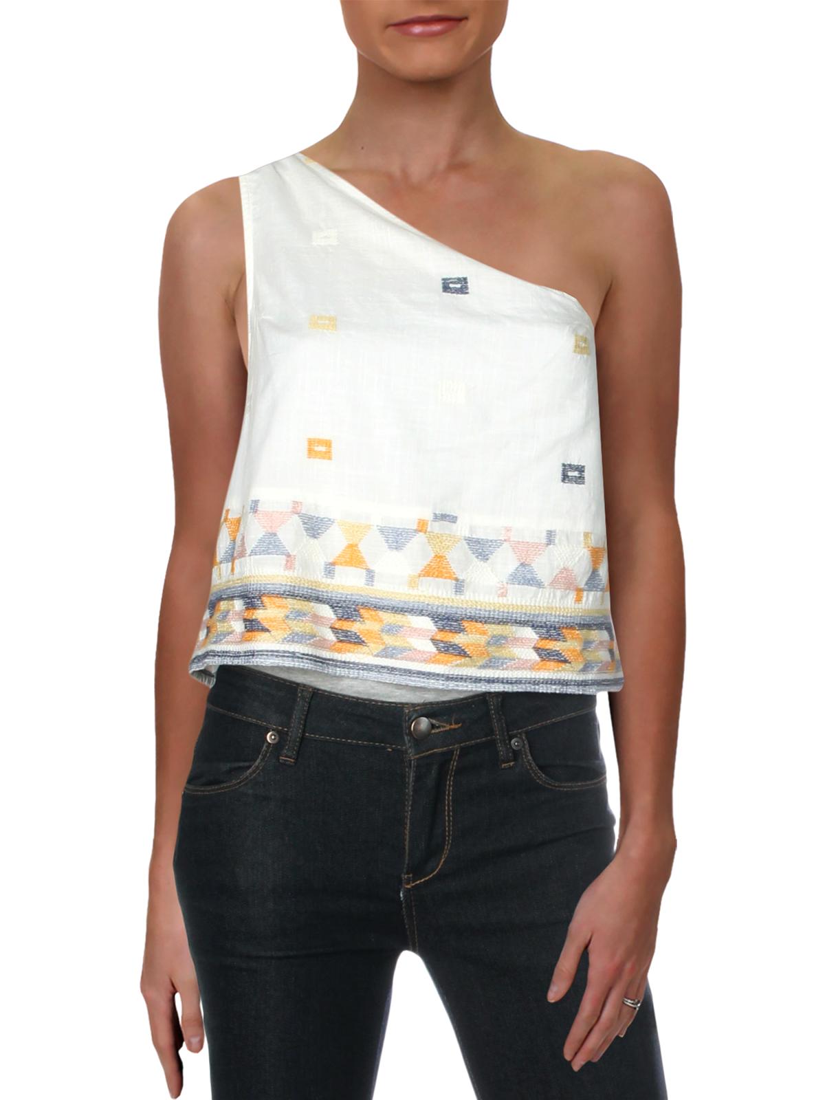 Womens One Shoulder Cropped Tank Top 