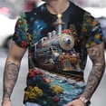 thumbnail image 2 of Camisetas de tren de Navidad para hombre, Top informal de verano con estampado 3d, camisetas holgadas de gran tamaño, ropa de manga corta de diseñador callejero para hombre, 2 of 4