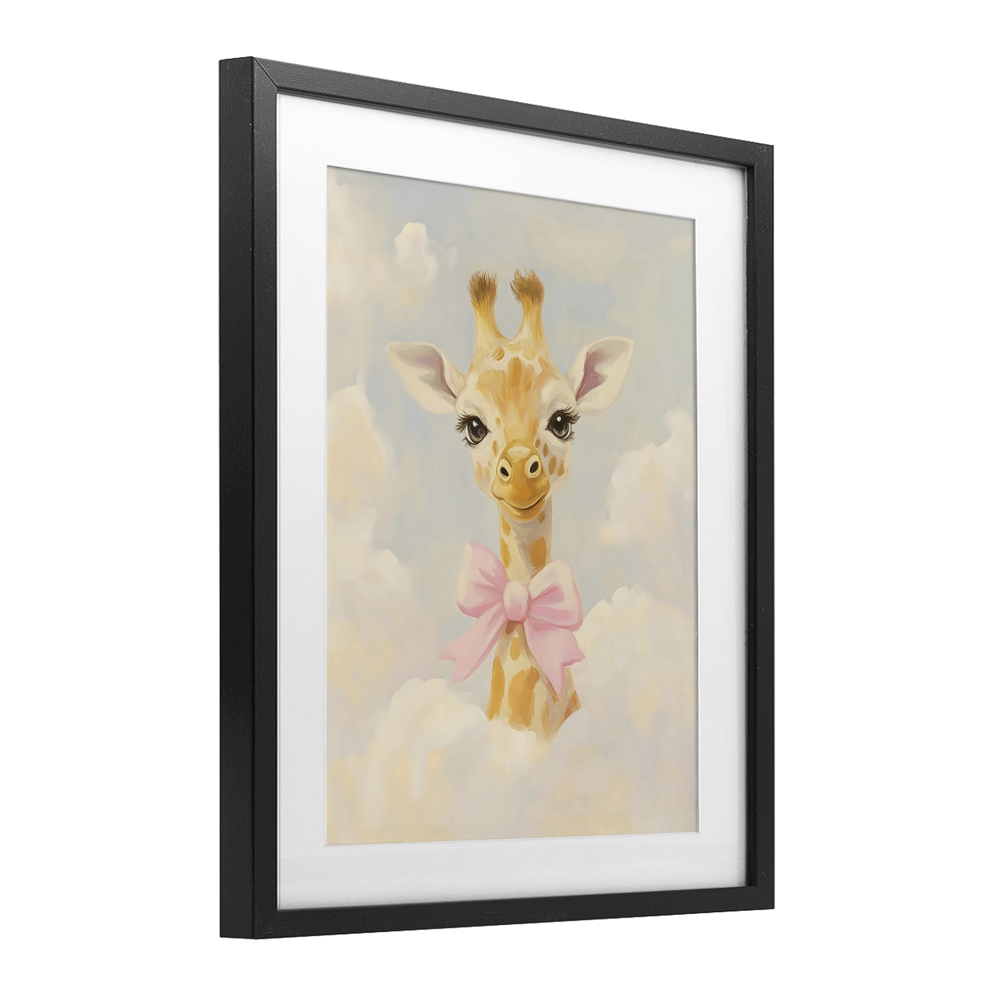 Stupell Industries Charming Giraffe In The Clouds Black Framed Print Under Glass, design by The Prints Vibe
