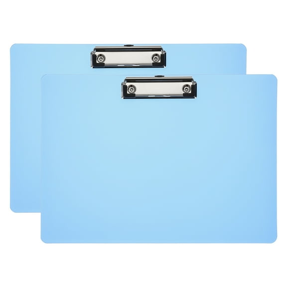 Uxcell 12.4 x 8.86 Inch Clipboard Landscape, 2 Pack A4 PP Plastic Office Clipboards Low Profile Clip, Blue