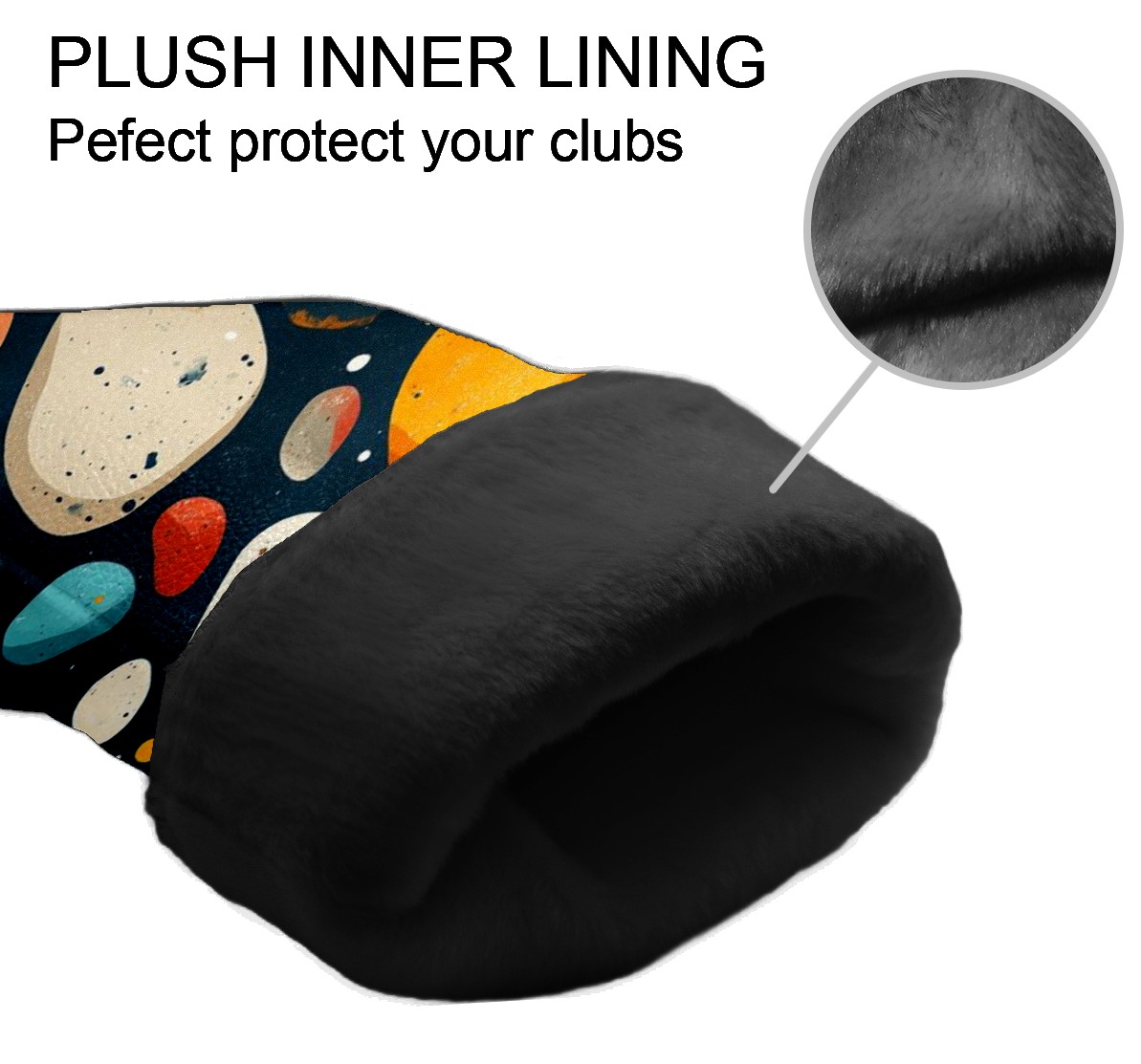 Golf Head Covers Colorful Stone Pattern for Driver, Wood & Hybrid, Premium Waterproof PU Leather with Plush Lining, Unique Abstract Golf Gifts