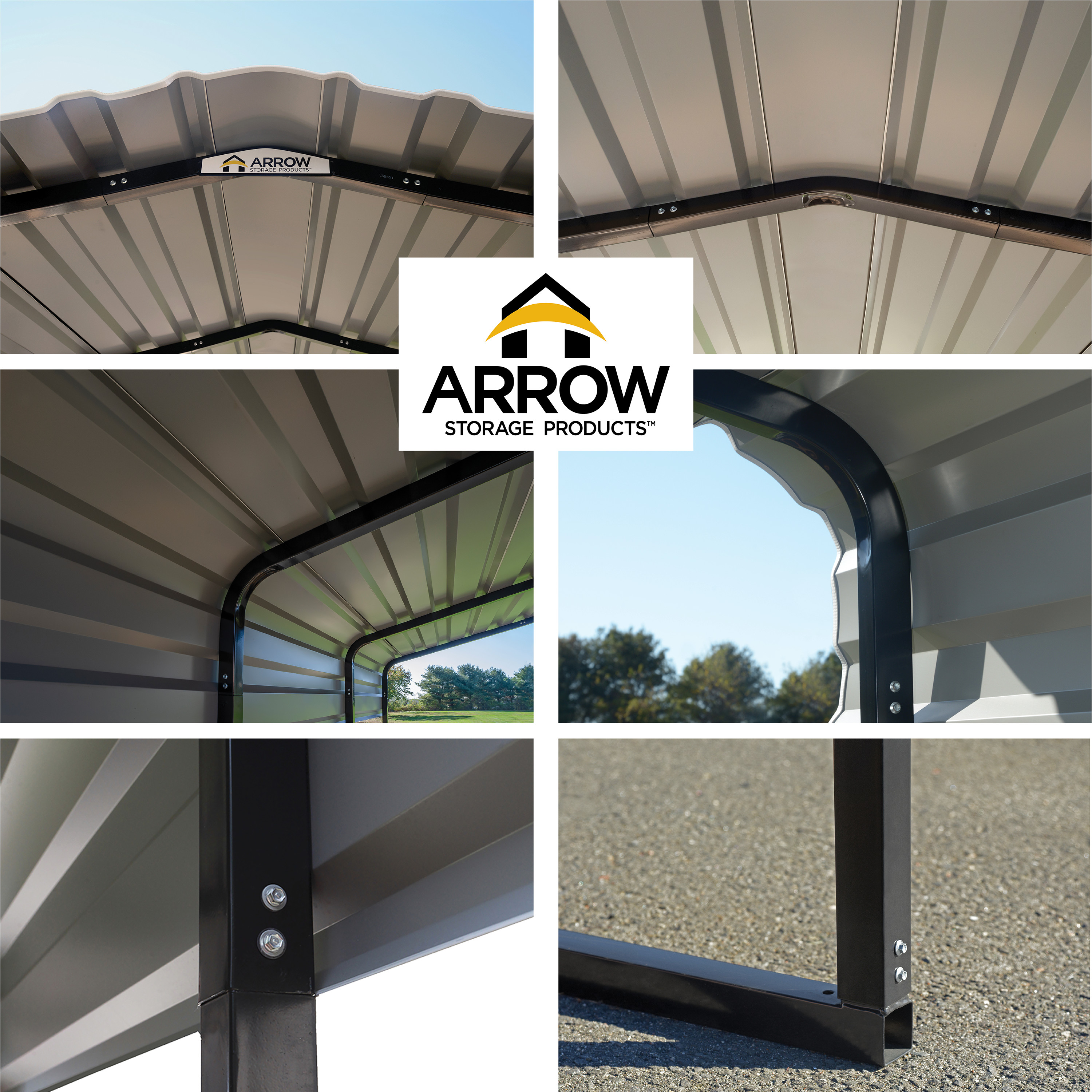 Arrow Galvanized Steel Carport, 10 x 15 x 7 ft, Black/Eggshell - image 10 of 17