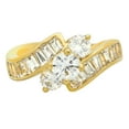 thumbnail image 3 of 14k Gold Plated Cubic Zirconia Engagement Ring, 3-Stone Round + Channel Set Baguette CZs, Size 12, 3 of 7