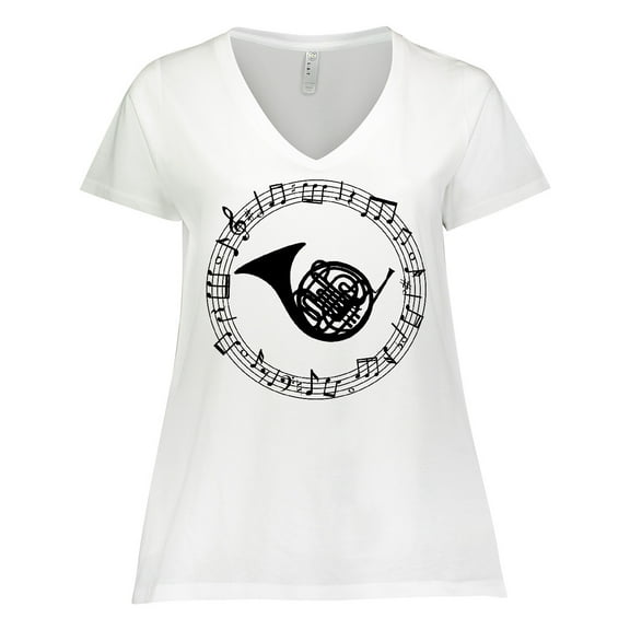 Inktastic French Horn Music Women's Plus Size V-Neck T-Shirt