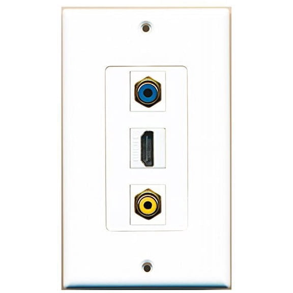 RiteAV - 1 Port HDMI 1 RCA Yellow 1 RCA Blue Wall Plate Decorative
