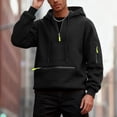 thumbnail image 4 of Guieoi Shirts for Men Fashion Color-Block Waffle Hoodie Men's Warm Casual Tops Men's Pullover Clothes Black L, 4 of 8