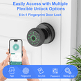 thumbnail image 3 of 5-in-1 Smart Door Knob,Gavdhe Keyless Smart Door Lock Smart Deadbolt with App Control & Fingerprint & 2 Keys,Smart Fingerprint Door Knob, Keyless Entry for Home, Office, Garage & Apartment - Black, 3 of 8