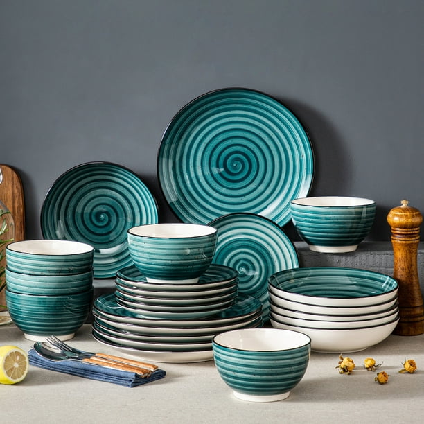 vancasso, Series Bonbon, 24Piece Stoneware Dinnerware Set, Green