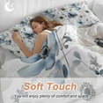 thumbnail image 4 of Spring Floral 4 Piece Duvet Cover Set Twin Size Watercolor Grey Blue Flower Grey Leaves Soft Bedding Set Comforter Cover, 1 Duvet Cover 1 Flat Sheets and 2 Pillowcases, 4 of 9