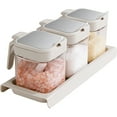 thumbnail image 1 of Glass Salt Container & Spice Storage for Kitchen Organization Transparent Seasoning Jar Set, 1 of 7