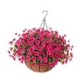 thumbnail image 2 of Flores artificiales colgantes en cesta con forro de coco para jardín y césped. Rosa, 2 of 9