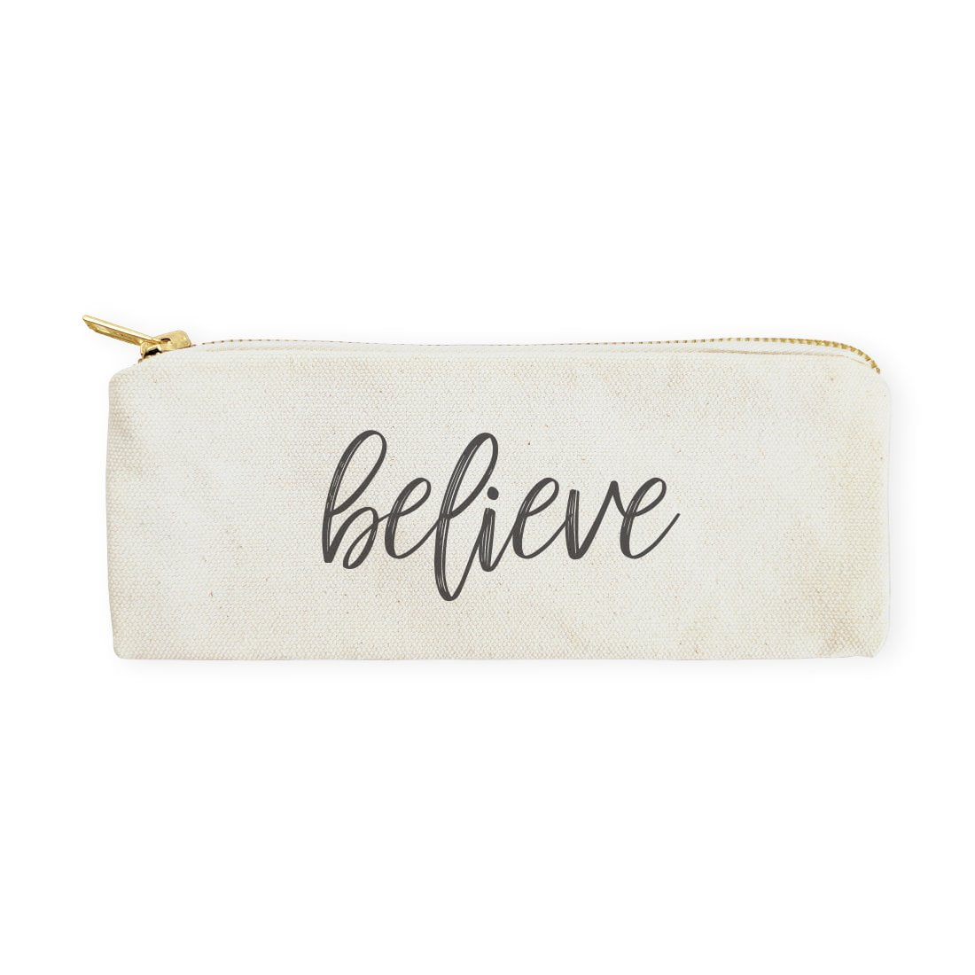 Believe Cotton Canvas Pencil Case and Travel Pouch
