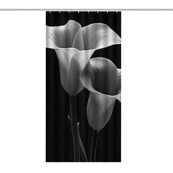 Chilfamy  Black White Calla Shower Curtain ,Watercolor Flowers Bathroom Shower Curtain, Waterproof Fabric Shower Curtain with Hooks