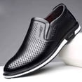 thumbnail image 5 of Men's Perforated Faux Leather Slip on Loafers, Breathable Hollow out Soft Lightweight Casual Dress Shoes for Driving Travel Walking Office, 5 of 6