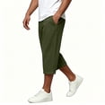 thumbnail image 5 of Men's 3/4 Capri Shorts Fashion Comfy Solid Color Drawstring Pockets Pants Summer Beach Vacation, 5 of 5