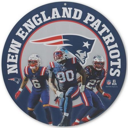 New England Patriots Team Stars 11" Round Metal Sign