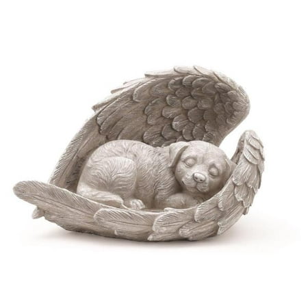 - Sleeping Dog in Angel Wings Pet Memorial Statue