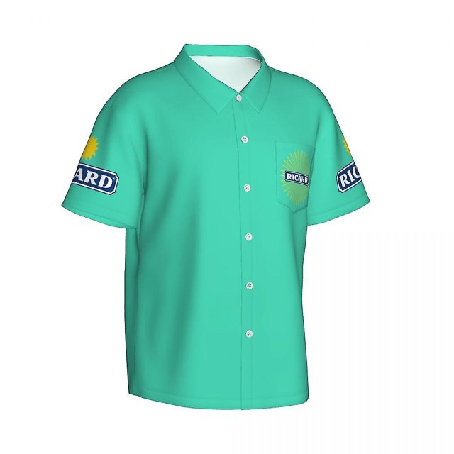France Pastis Apéritif Ricard Chemise de Plage Été Ricards Chemise Aloha Hommes Tenues de Vacances Vêtements-Week