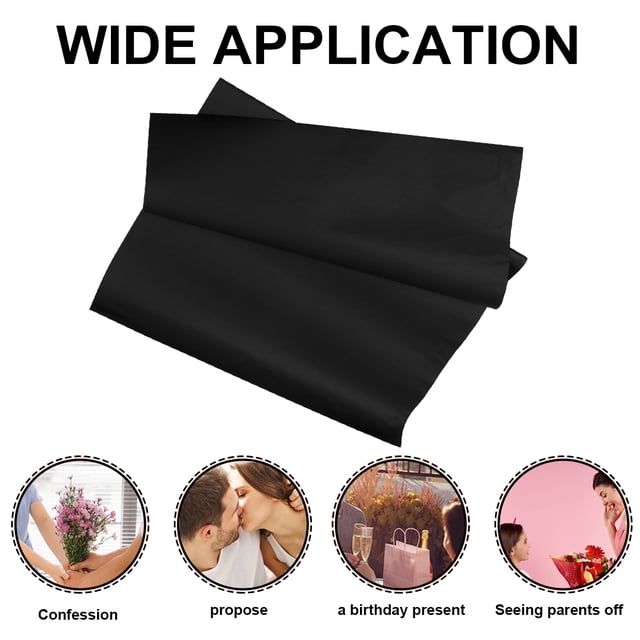 TEHAUX 20Ud Papel Kraft Para Envolver Regalos En Color Negro Ideal Para Fiestas Y Bodas