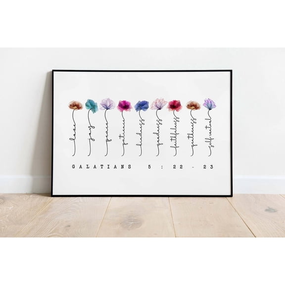 Galatians 5:22-23 Fruit Of The Spirit Wall Art Christian Bible Quotes Minimal Decor, Unframed Paper Poster 8x10in