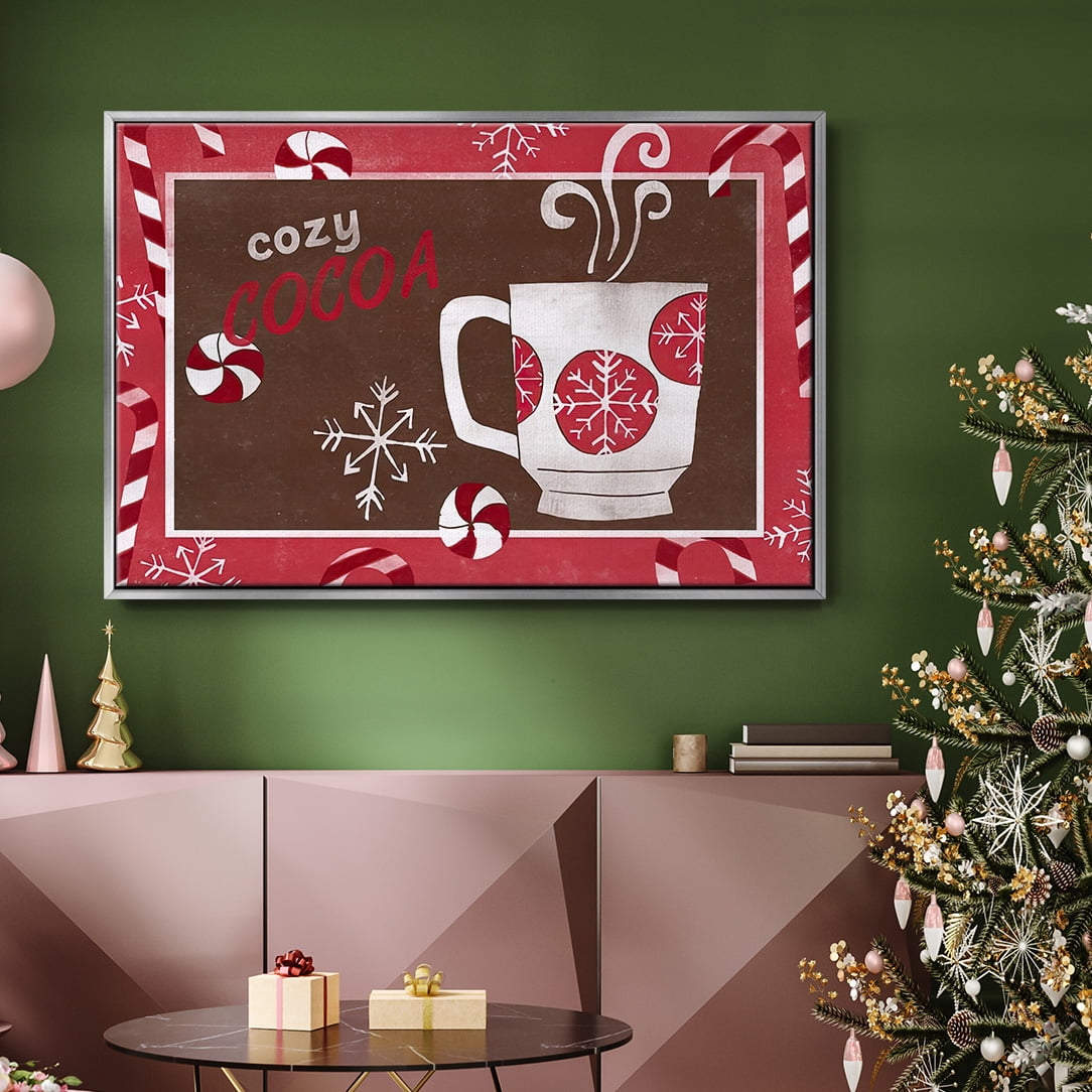 Cozy Cocoa Christmas Collection A - Framed Gallery Wrapped Holiday Canvas - 17 x 25 - Silver Frame