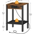 thumbnail image 5 of Side Table with Charging Station, Set of 2 End Tables with USB Ports and Outlet, Nightstand with 2-Tier Storage Shelf, for Living Room, Bedroom, Small Space, Rustic Brown and Black, 5 of 9