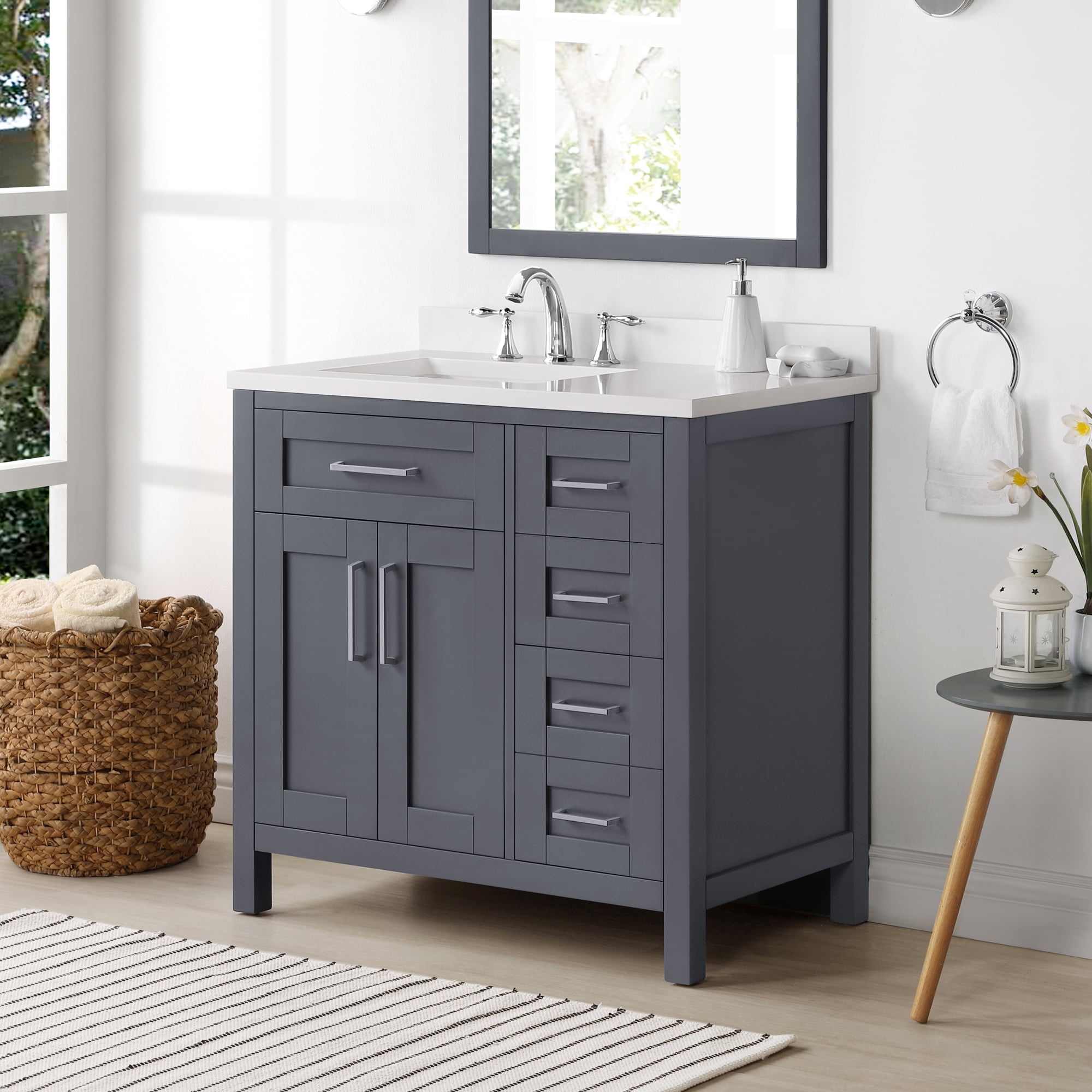 Ove Decors Tahoe 36 W x 21" D Freestanding Bathroom Vanity with Sink, Dark Charcoal