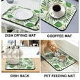 thumbnail image 4 of Elegant Dish Drying Mat with Sage Green Leaves Design - Perfect for Coffee Bars & Kitchen Counters - Large Size with High Absorbency, 4 of 7