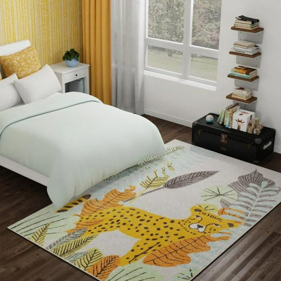 Unique Loom Whimsy Kids Collection Area Rug - Brody (2' 2" x 2' 11" Rectangle Gray/Black) Perfect For Kids Bed Room/Nursery Room/Living Room/Class Room/Play Room