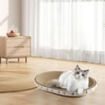 thumbnail image 6 of Oval Corrugated Cat Scratcher Bed, Reversible Cardboard Scratching Pad, Furniture Protector, Rest & Play Lounge For Cats, 6 of 9