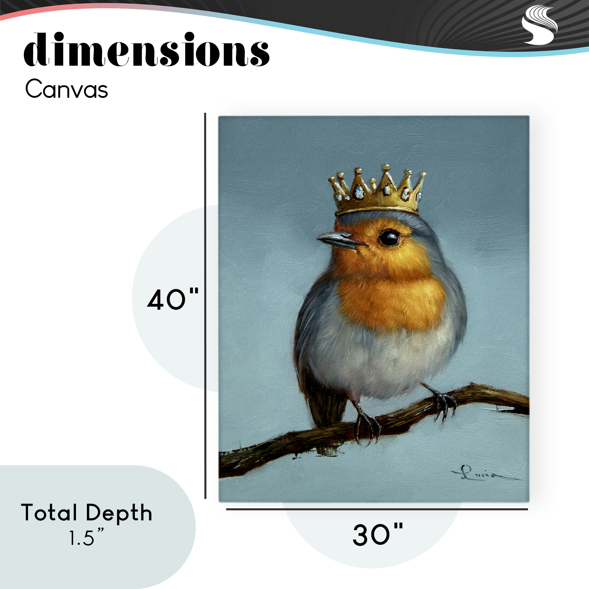 Royal Robin Perched Canvas Wall Art, design by Lucia Heffernan