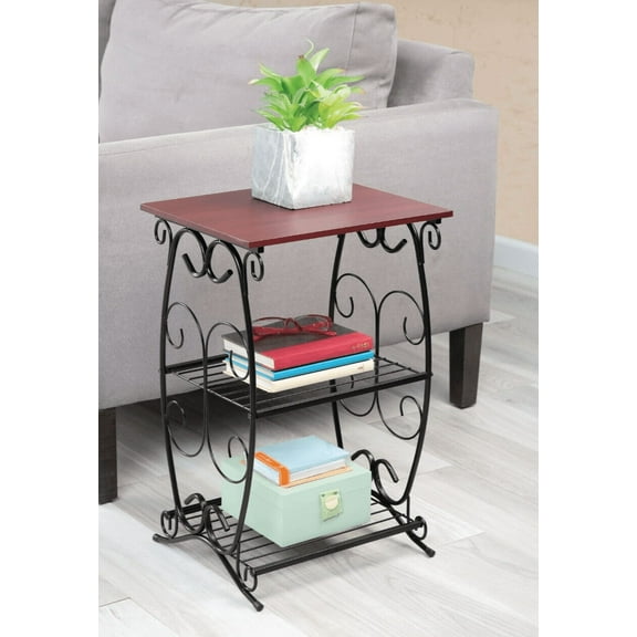 Side End Table Modern Accent Table Nightstand with Storage Magazine Book Shelf