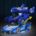 thumbnail image 3 of CNKOO Voiture Robot Télécommandée Transformable Jouet 2,4 GHz 1 18 Rechargeable Voiture de Course Cascade Rotative à 360° Jouets pour Enfants Garçons Filles Âge 8 9 10 11 Ans Jouet Cadeaux (Voiture de Police Bleue), 3 of 6