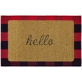 thumbnail image 1 of Buffalo Plaid Rug Black Red Cotton Checkered Doormat with Hello Mat, Plaid Area Rug Entry Way Porch Mat, 1 of 1
