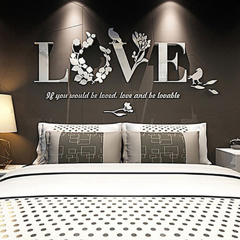 Romantic Love Acrylic Wall Sticker Diy, How To Build A Horizontal Wall Bedroom