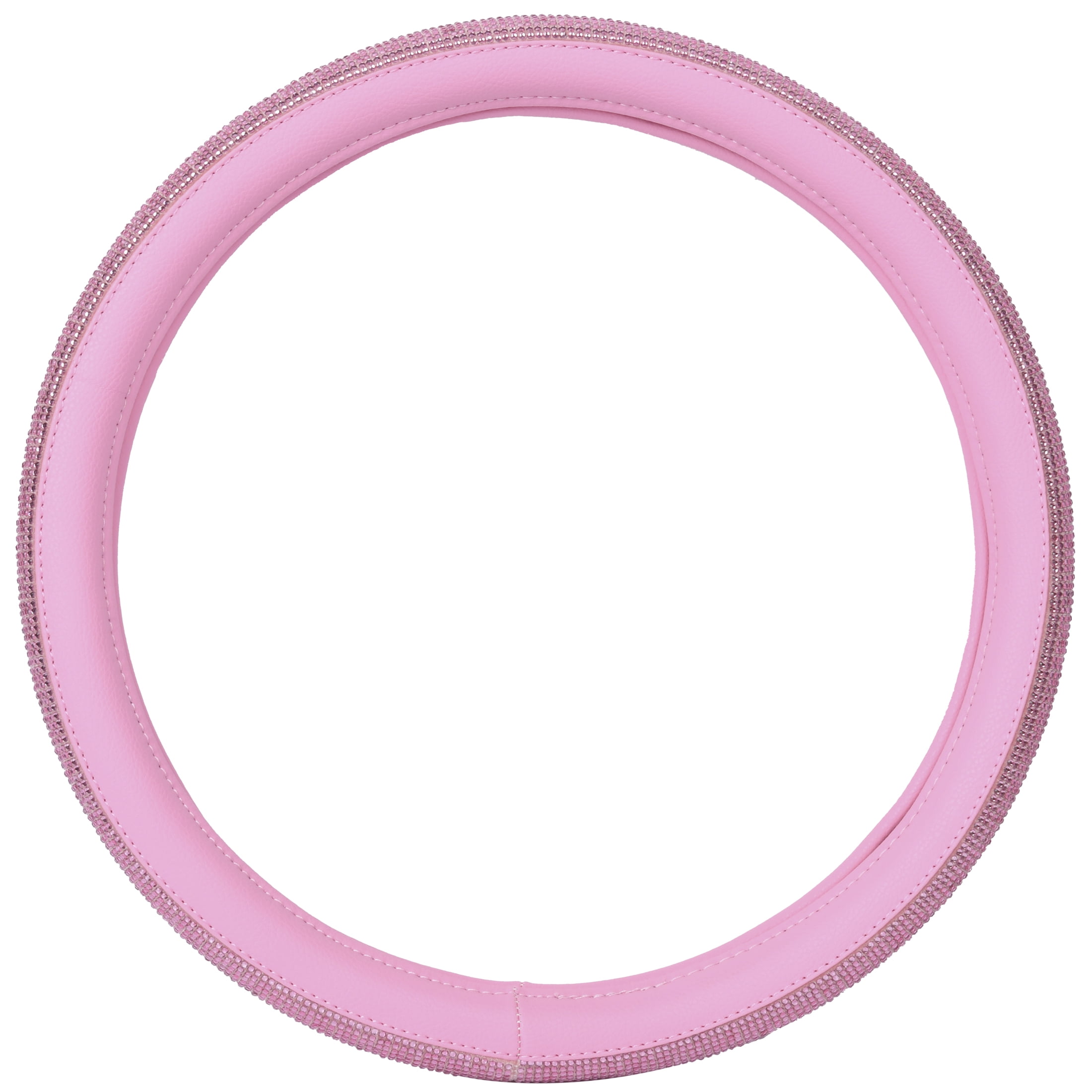 Auto Drive Pink Crystal, Universal Fit Steering Wheel Cover, PU leather