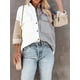 thumbnail image 5 of Abrigo de mujer Camisa de bolsillo con botones en bloque de color Otoño Invierno Solapa de pana Blusa superior cálida informal, Blanco Gris Caqui, 3XL kenally AP003978-12, 5 of 7