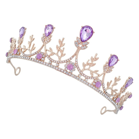 LULULION Purple Bridal Tiara Rhinestone Crown Headband Wedding Party Hair Accessory