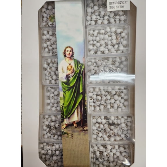 Set of 12 Saint Jude/Jude the Apostle Pic in Center Rosaries/Religious Favor/baptism Favor/memorial/Rosary for MEN Rosary with Gift Bags…