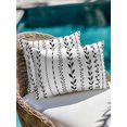 thumbnail image 4 of Outdoor Pillows Waterproof, Modern Minimalist Art Bedding Throw Pillows with Insert for Couch Sofa Bed, Rustic Leaf Stripes Simple Black 12x20 Inch Pillowcases Decorative Patio Pillow Set of 2, 4 of 8