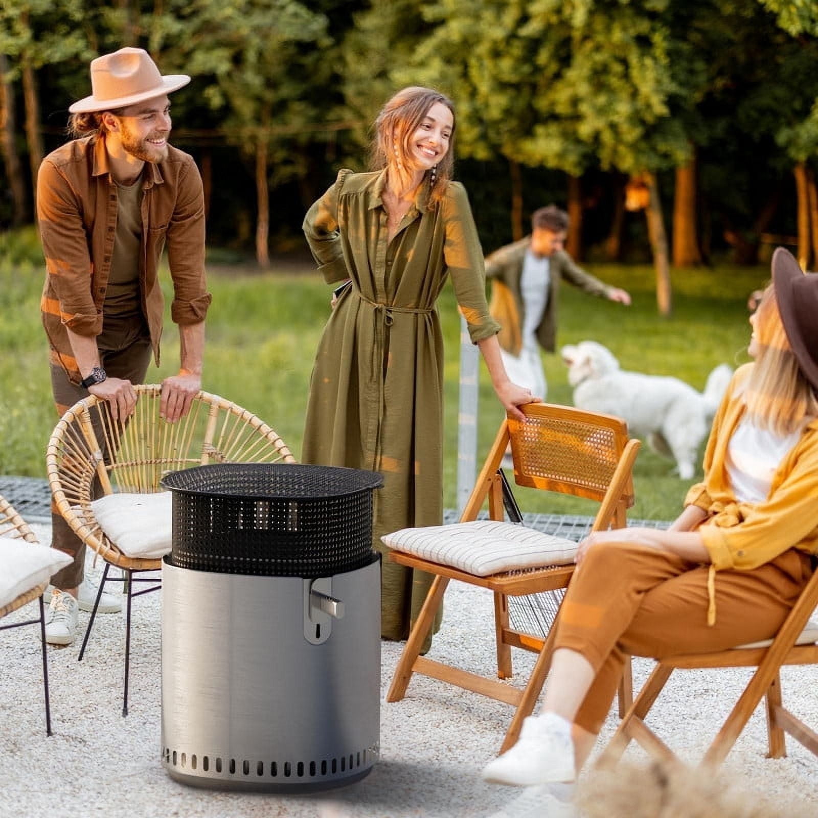 Portable Smokeless Stainless Steel Fire Pit with Accessories,Adjustable Firepower Wood Burning Camping Stove