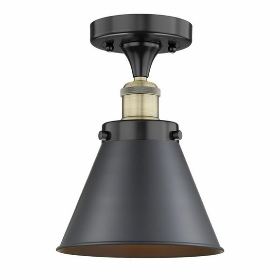 Innovations Lighting Appalachian - 1 Light 8" Semi-Flush Mount Black Antique Brass/Matte Black