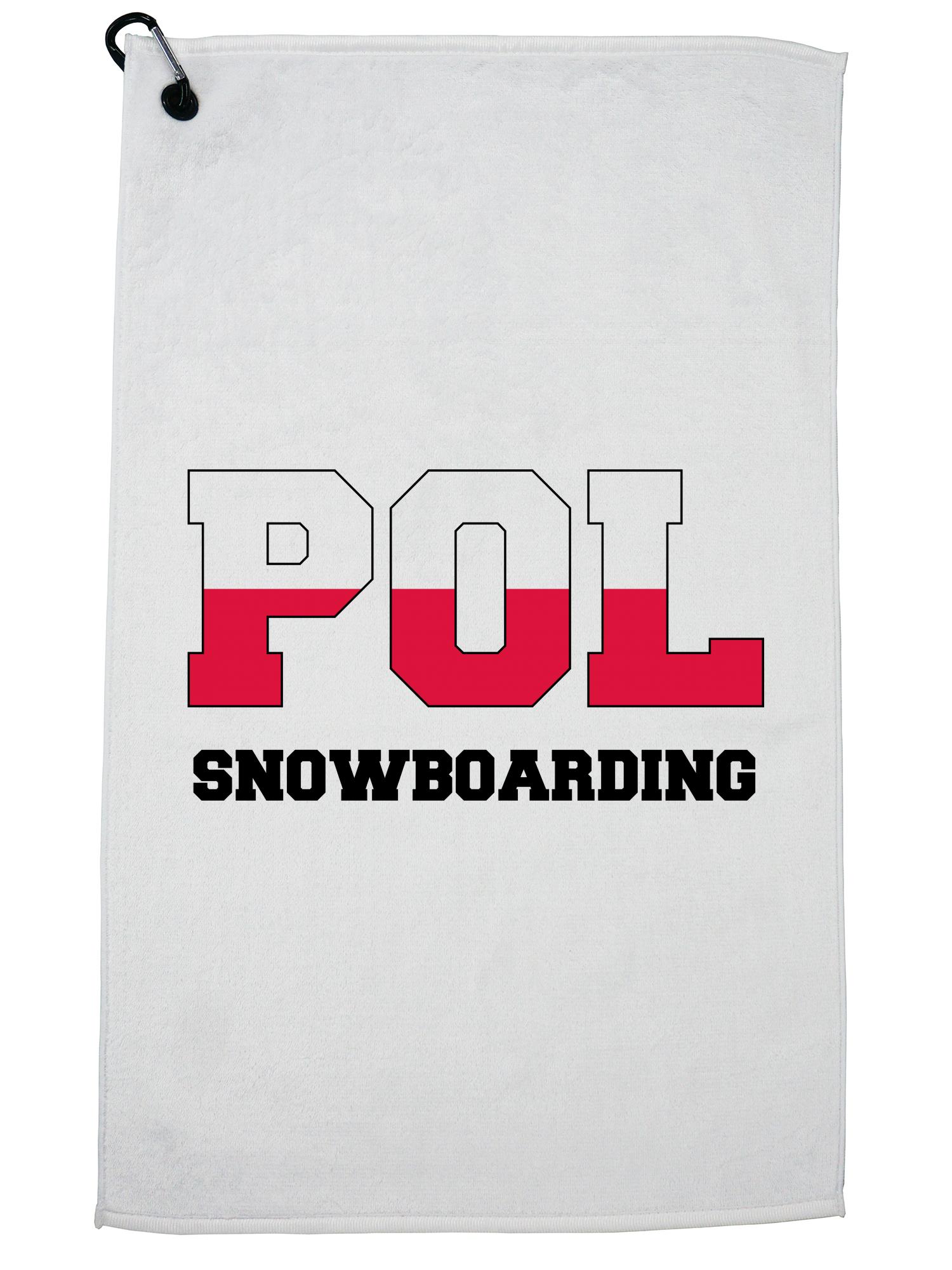 Polish Snowboarding Winter Olympic POL Flag Golf Towel with Carabiner Clip by Hollywood Thread