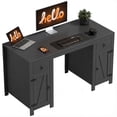 thumbnail image 1 of HOMCOM 53" Home Office Computer Desk with 2 Drawers & 2 Cabinets, Black, 1 of 10