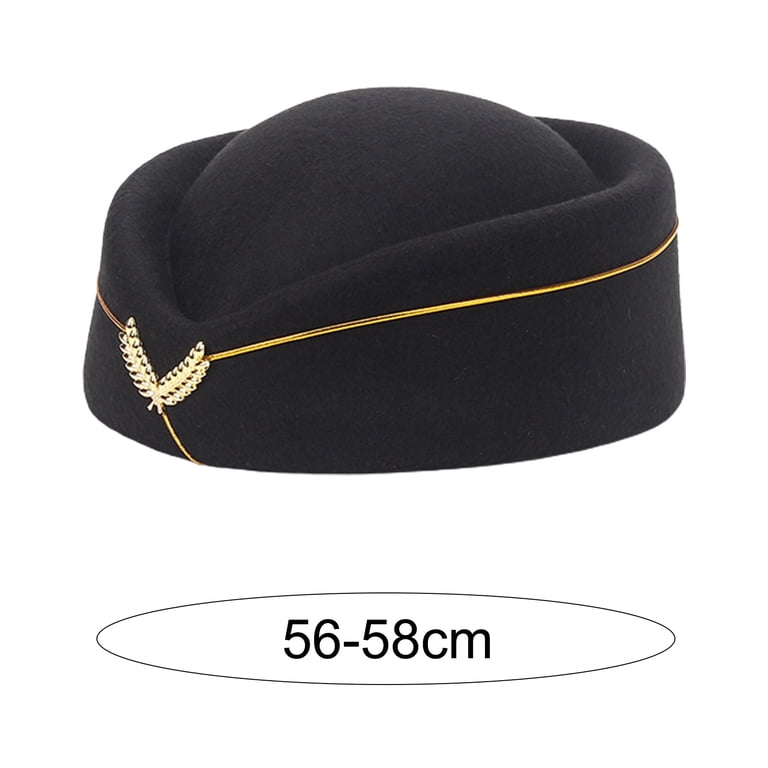 1551 Stewardess Hat Airline Cap Imitation Wool Uniform Plane Amazon.com: WRITWAA Women Air Stewardess Hat Woolen Flight  main image 4